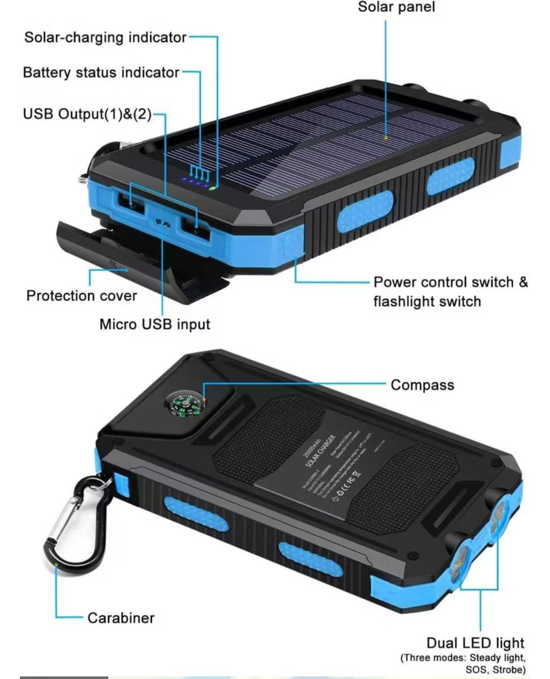 POWER BANK SOLAIRE, TRÈS ROBUSTE